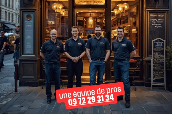 Équipe de techniciens Mister Hotte en intervention dégraissage hotte à Paris